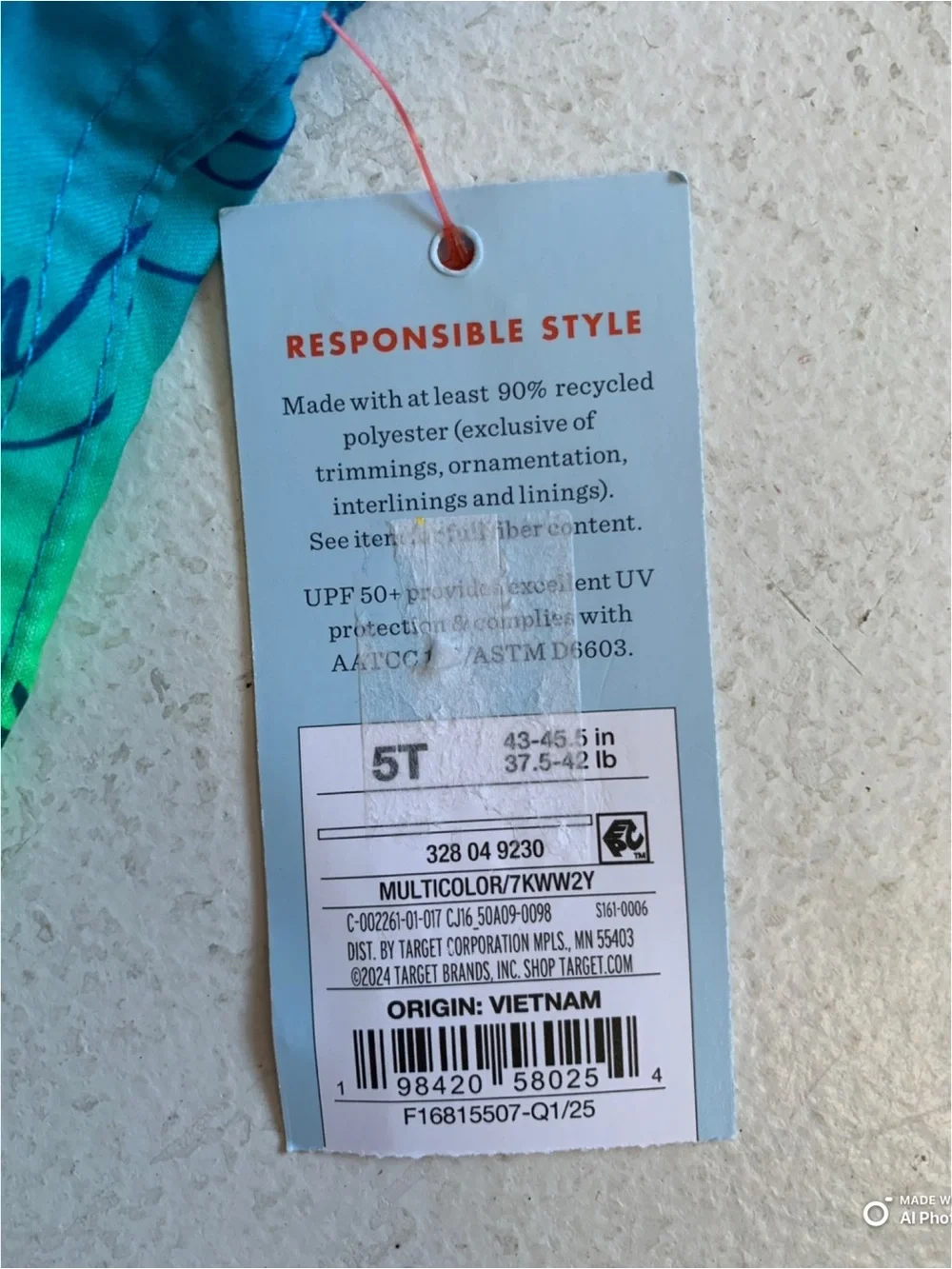 Cat & Jack Dinosaur Print Swim Trunks Swimsuit Boys Size 5T NWT Blue Green Pink